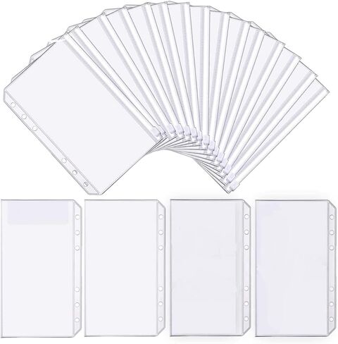 Generic 12 قطعة من جيوب مجلد A6، أكمام مستندات شفافة PVC 6 فتحات مع سحاب لصور بطاقات إيصالات الأموال، تمزيق، 17 × 11 سم (حقيبة بسحاب A6) in Kuwait