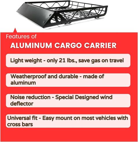 ALCC-11W Aluminum Roof Rack Cargo Carrier – Lightweight, Durable, Universal Fit for SUVs & Trucks, 150 lb. Capacity in Saudi Arabia