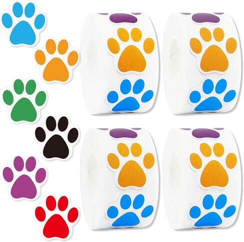2000Pcs Paw Print Stickers 1.1Inch Puppy Dog Bear Self Adhesive Sticker Roll for Birthday Party Envelopes Cards Gift Packaging Journal Scrapbook(Clear Black) in Saudi Arabia