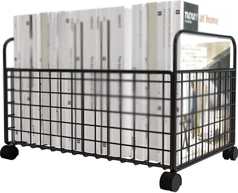 Bookcase with Wheels The Floor Iron Movable Bookshelf Push-Pull in Saudi Arabia