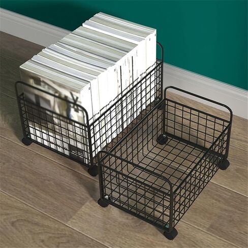 Bookcase with Wheels The Floor Iron Movable Bookshelf Push-Pull in Saudi Arabia