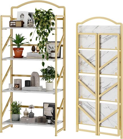 BHG No Assembly Folding Bookshelf for Living Room,Semicircle Collapsible Book Shelf for Home Office, Portable Bookcase Storage Organizer Rack Shelves in Saudi Arabia