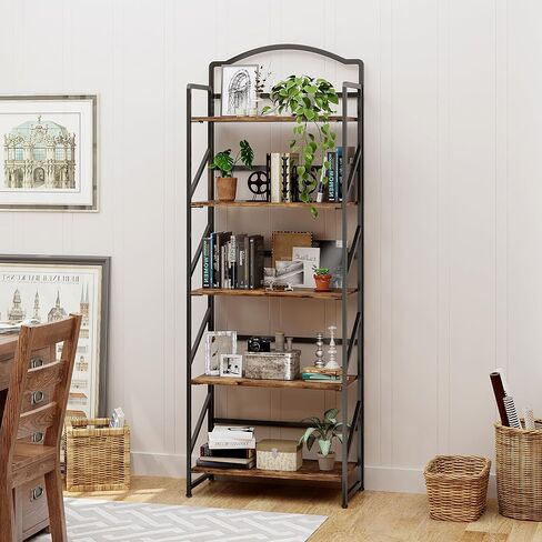 BHG No Assembly Folding Bookshelf for Living Room,Semicircle Collapsible Book Shelf for Home Office, Portable Bookcase Storage Organizer Rack Shelves in Saudi Arabia