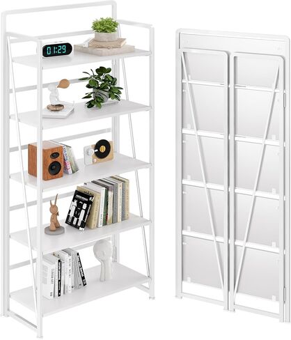 BHG No Assembly Folding Bookshelf for Living Room,Semicircle Collapsible Book Shelf for Home Office, Portable Bookcase Storage Organizer Rack Shelves in Saudi Arabia