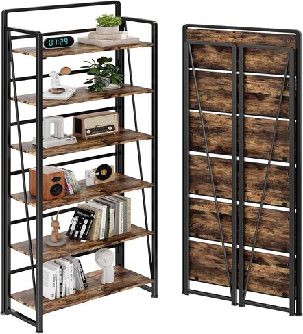 BHG No Assembly Folding Bookshelf for Living Room,Semicircle Collapsible Book Shelf for Home Office, Portable Bookcase Storage Organizer Rack Shelves in Saudi Arabia