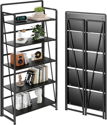 BHG No Assembly Folding Bookshelf for Living Room,Semicircle Collapsible Book Shelf for Home Office, Portable Bookcase Storage Organizer Rack Shelves in Saudi Arabia