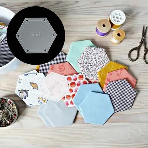 6Pcs Hexagon Quilting Templates with 6 Tailors Chalk Pencil,Acrylic Patchwork Rulers from 1 to 5 Inch Seam Allowance for Cutting Patterns,DIY Sewing Crafts in Saudi Arabia