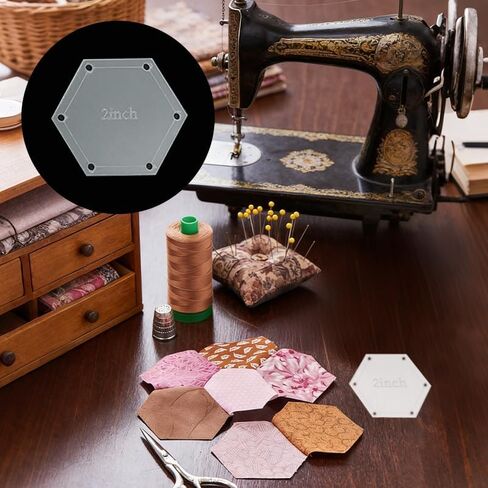 6Pcs Hexagon Quilting Templates with 6 Tailors Chalk Pencil,Acrylic Patchwork Rulers from 1 to 5 Inch Seam Allowance for Cutting Patterns,DIY Sewing Crafts in Saudi Arabia