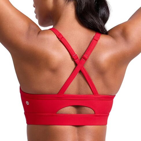 CRZ YOGA Butterlift Cut-Out Cross Back Sports Bras for Women - Adjustable Thin Straps Padded Scoop Neck Pilates Gym Top in Saudi Arabia