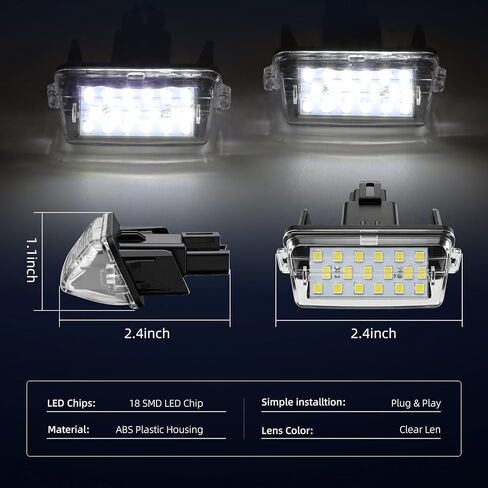 2PCS License Plate Ligh，Clear Lens Tail Lights Assembly for TOYOTA Camry Highlander/Avalon, Powered by 18-SMD Xenon White LED in Saudi Arabia