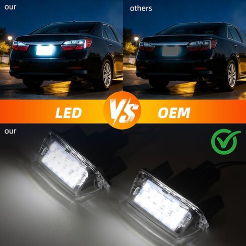 2PCS License Plate Ligh，Clear Lens Tail Lights Assembly for TOYOTA Camry Highlander/Avalon, Powered by 18-SMD Xenon White LED in Saudi Arabia