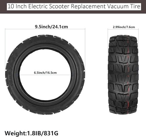 10x2.75-6.5 Off-Road Tubeless Tire - 10 Inch Electric Scooter Replacement Vacuum Tire Compatible With Speedway 5 Dualtron 3 Hover-1 Alpha gotrax G4 Electric Scooter in Saudi Arabia