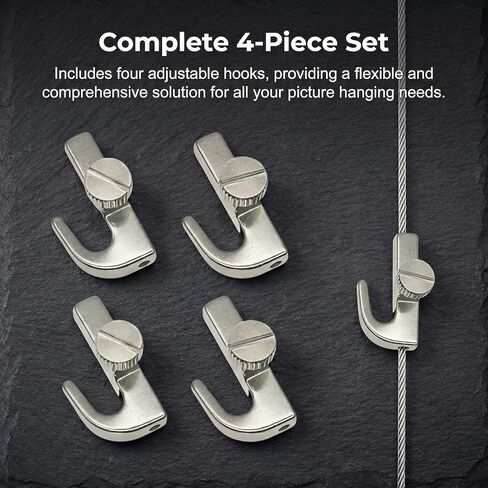 4Pcs Adjustable Picture Rail Hooks for Hanging Gallery Art System Hangers Wall Hooks and Wire Hanger Rails for Exhibition Molding Assistant Hooks Picture Hanging Supplies in Saudi Arabia