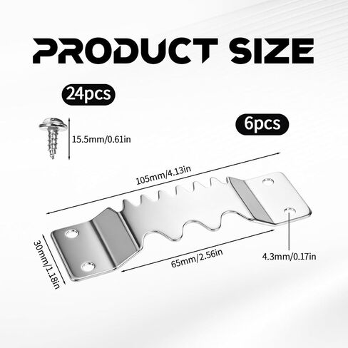 6 Pcs Heavy Duty Large Sawtooth Picture Hangers, Supports 300 lbs with Screws, Iron Picture Frame Hooks for Hanging Heavy Paintings Canvas Artwork Clocks Wall Decor - Silver in Saudi Arabia