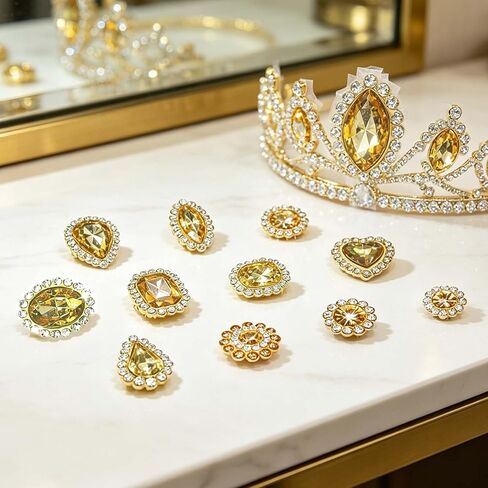 50 PCS Sew on Rhinestones,Mixed Shapes Gold Crystal Glass Gems,Metal Flatback Claw Rhinestones,Sewing Embellishments for Jewelry Clothes Shoes Costume in Saudi Arabia
