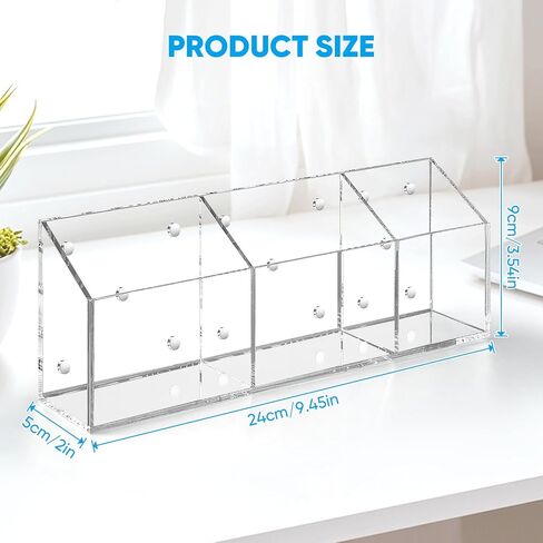 Magnetic Dry Erase Marker Holder with 3 Compartments, Clear Acrylic Whiteboard Pen Holder for Refrigerator, Heavy Duty Magnetic Pencil Cup for Locker, Classroom and Office Organization (Clear) in Saudi Arabia