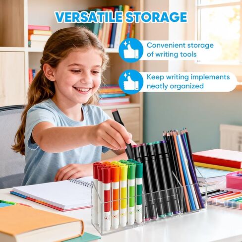Magnetic Dry Erase Marker Holder with 3 Compartments, Clear Acrylic Whiteboard Pen Holder for Refrigerator, Heavy Duty Magnetic Pencil Cup for Locker, Classroom and Office Organization (Clear) in Saudi Arabia