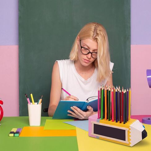 عبوة واحدة من هدايا تقدير المعلم من Maitys، منظم حامل خشبي على شكل قلم رصاص مع إطارات طلاء السبورة، مرقمة للعودة إلى المدرسة، مدرسي الطلاب، لوازم الفصول الدراسية ديكور مكتب المكتب in Kuwait