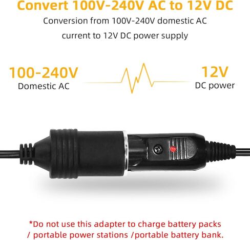 180W AC to DC Converter, 110V to 12V 15A Car Cigarette Lighter Socket AC/DC Adaptor Power Supply for Car Refrigerator, Tire Inflator, Vacuum Cleaner and Other Devices 7.2FT in Saudi Arabia
