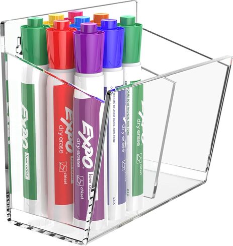 FUCDTEFC Wall Mount Marker Holder, Acrylic Dry Erase Marker Wall Holder, 3 Compartments Pencil Pen Dispenser Makeup Markers Holder Whiteboard Clear Organizer for Classroom Wall in Saudi Arabia