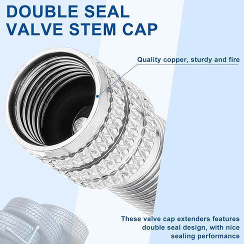 50 Pcs Double Seal Valve Stem Caps with Storage Box Inflate Valve Flow Through Tire Cap Metal Extension Stem Seals for High Pressure Truck Car Van Trailers Boats Rv Semi Bus Tires in Saudi Arabia