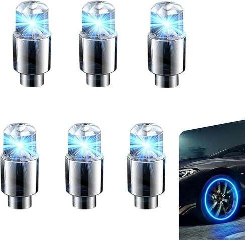 6 PCS LED Tire Valve Stem Caps, Tire Valve Stem Caps Light Up, Flash Lantern Wheel Decoration Accessories, for Car Motorcycle SUV Truck Bike Bicycle (Red) in Saudi Arabia