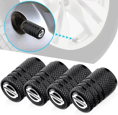 Tire Valve Stem Cap Cover Fit for Nissan Belt O-Ring Seal Corrosion Resistant Tire Valve Caps Car Accessories 4Pc Black in Kuwait