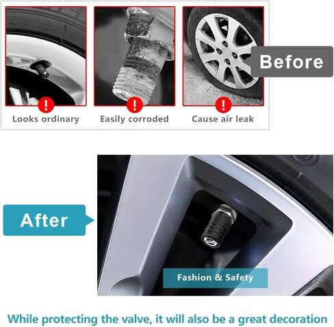 Tire Valve Stem Cap Cover Fit for Nissan Belt O-Ring Seal Corrosion Resistant Tire Valve Caps Car Accessories 4Pc Black in Kuwait