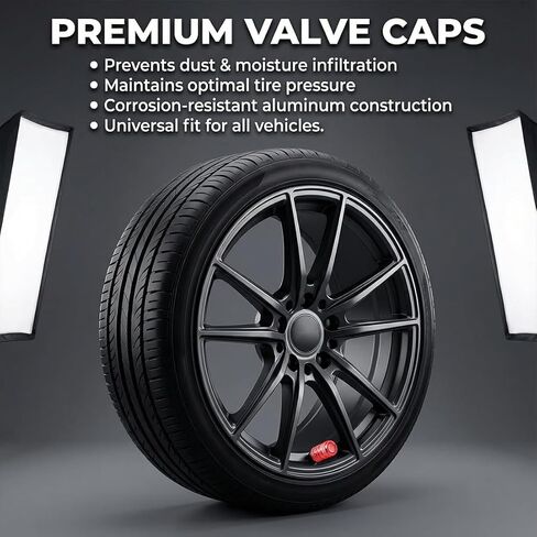 4-Pack Anodized Alloy Tire Valve Caps, Anti-Corrosion (Red) in Kuwait