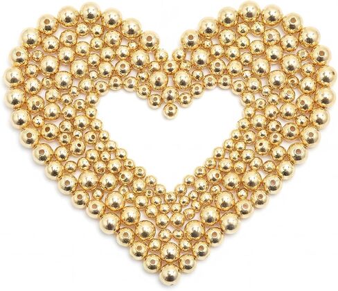 500pcs 18K Gold Filled Spacer Beads，Round Bracelet Beads,Seamless Smooth Metal Brass Beads，Lasting Round Spacer Beads for DIY Necklace Bracelet Jewelry Making (Gold 2mm) in Saudi Arabia