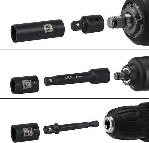 STEELITE 72 PCS 3/8" Impact Socket Bit Set 6 Point, CRV SAE and Metric Sizes (5/16 to 3/4-Inch & 8-22 mm), 2 Extension Rods, 1/4" & 1/2" Adapter, Universal Joint, Screwdriver Handle with 20 Bits in Saudi Arabia