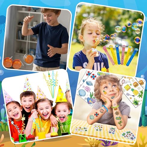 72Pcs Sponge Party Favors, Summer Sea Sponge goodie bags Birthday Decorations including Hamburger Yo Yo Toys Drinking Straws Tattoos Classroom Rewards Pinata Fillers & Gift Bags for Kids in Saudi Arabia