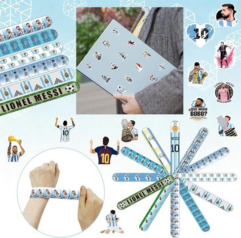 Soccer Star Champion Party Set – 24pcs Slap Bracelets & 50pcs Stickers, Football Legend Theme Party Favors for Birthday Gifts and Party Supply Favor in Kuwait