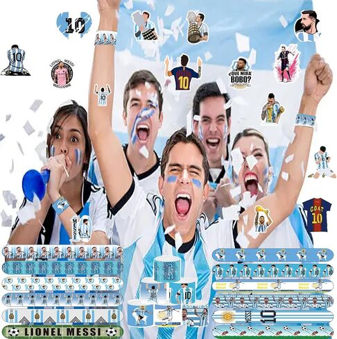 Soccer Star Champion Party Set – 24pcs Slap Bracelets & 50pcs Stickers, Football Legend Theme Party Favors for Birthday Gifts and Party Supply Favor in Kuwait