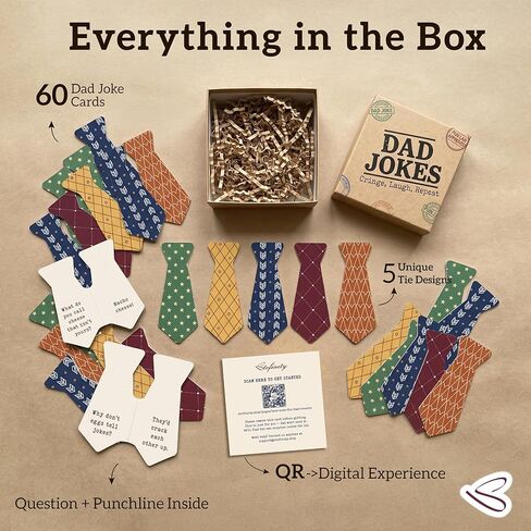 STOFINITY 60 Dad Jokes Cards Box - Funny Fathers Day Dad Gifts from Daughter Son Kids, Dads Birthday Gift Ideas, Funny Christmas Stocking Stuffer for Men, Adults in Kuwait
