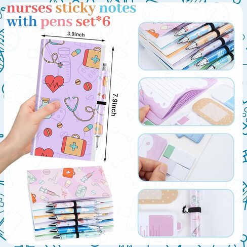 6 Sets CNA Week Gift Bulk Nurse Sticky Notes with Pen Medical Assistant Self-Stick Notes Pads Bundle Writing Memo Pad for CNA Week Gift Nursing Students Graduation Gifts in Saudi Arabia