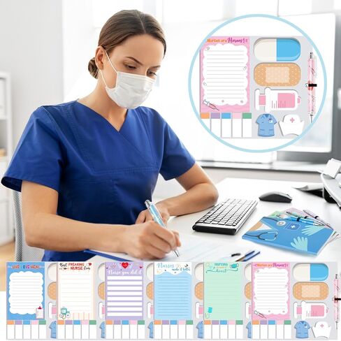 6 Sets CNA Week Gift Bulk Nurse Sticky Notes with Pen Medical Assistant Self-Stick Notes Pads Bundle Writing Memo Pad for CNA Week Gift Nursing Students Graduation Gifts in Saudi Arabia