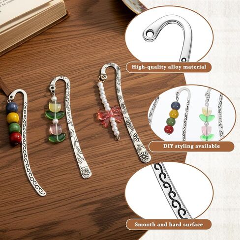 Metal Bookmark Hooks, 30 Pcs Vintage Tibetan Silver Carved Alloy Bookmarks with Loop for DIY Crafting, Tassels & Hairpins, Rust-Free Gift for Readers & Book Lovers, Silver in Saudi Arabia