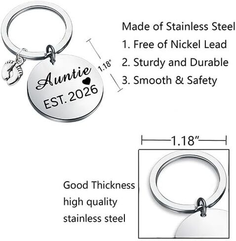 BNQL New Auntie Gifts Keychain Auntie EST 2025 Keychain Auntie Jewelry Gifts for New Auntie First Time Auntie Gifts in Saudi Arabia