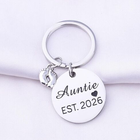 BNQL New Auntie Gifts Keychain Auntie EST 2025 Keychain Auntie Jewelry Gifts for New Auntie First Time Auntie Gifts in Saudi Arabia