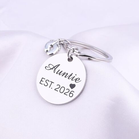 BNQL New Auntie Gifts Keychain Auntie EST 2025 Keychain Auntie Jewelry Gifts for New Auntie First Time Auntie Gifts in Saudi Arabia