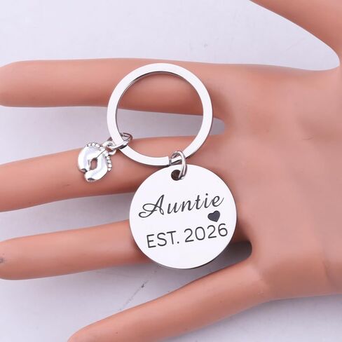 BNQL New Auntie Gifts Keychain Auntie EST 2025 Keychain Auntie Jewelry Gifts for New Auntie First Time Auntie Gifts in Saudi Arabia
