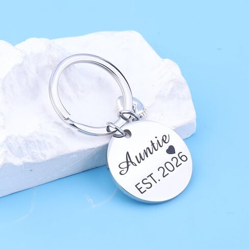 BNQL New Auntie Gifts Keychain Auntie EST 2025 Keychain Auntie Jewelry Gifts for New Auntie First Time Auntie Gifts in Saudi Arabia