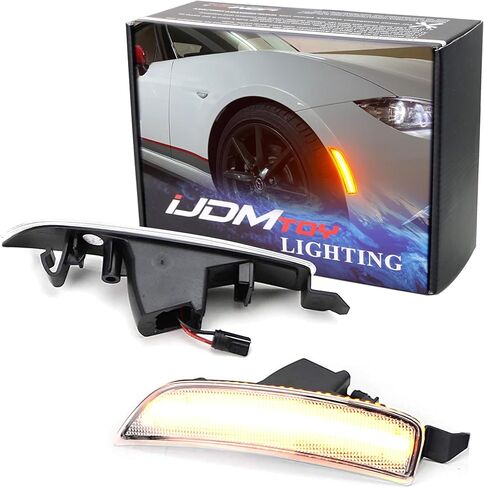 iJDMTOY JDM عدسات شفافة كهرمانية كاملة LED مجموعات إضاءة جانبية أمامية متوافقة مع Mazda MX-5 Miata 2016-up، مدعومة بإجمالي 56-SMD LED، استبدل مصابيح العلامات الجانبية OEM in Kuwait