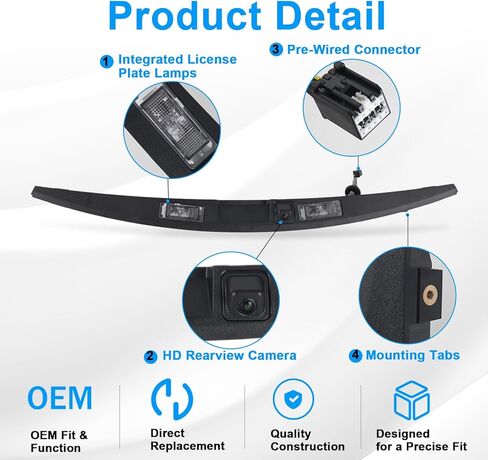 84096555 Rear Trunk Lamp Carrier Trim License Frame Light with Camera Compatible with Chevy Impala 2014-2020 Replace OE# 84096555 22749927 in Saudi Arabia
