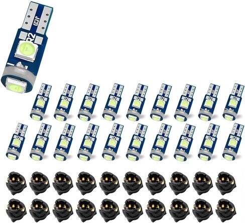 20 PCS Led Dash Light Bulbs, Super Bright LED T5 Cluster Lights, Instrument Bulbs with Twist-lock Socket, Universal for Most Car Dashboards & Interior Lamps (White) in Saudi Arabia