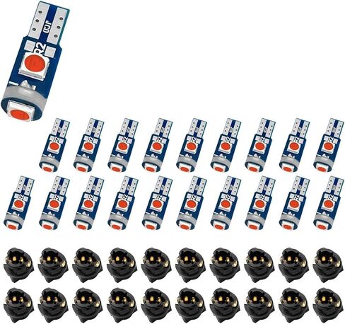 20 PCS Led Dash Light Bulbs, Super Bright LED T5 Cluster Lights, Instrument Bulbs with Twist-lock Socket, Universal for Most Car Dashboards & Interior Lamps (White) in Kuwait