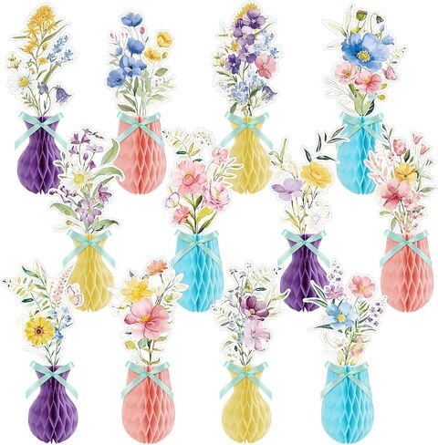 Tarklanda 12 Pcs Wildflower Honeycomb Centerpiece Baby Shower Table Toppers 3D Spring Floral Party Table Centerpieces Decoration for Tea Time Bridal Shower Birthday Wedding Supplies in Saudi Arabia