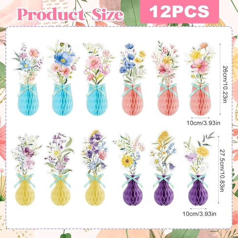 Tarklanda 12 Pcs Wildflower Honeycomb Centerpiece Baby Shower Table Toppers 3D Spring Floral Party Table Centerpieces Decoration for Tea Time Bridal Shower Birthday Wedding Supplies in Saudi Arabia