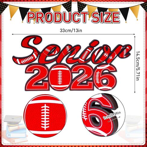 Football 2026 Senior Sign Graduation Table Centerpieces for High School and College Sports Player Team Party Decorations - 13.19"x 5.75"x 0.39" in Saudi Arabia